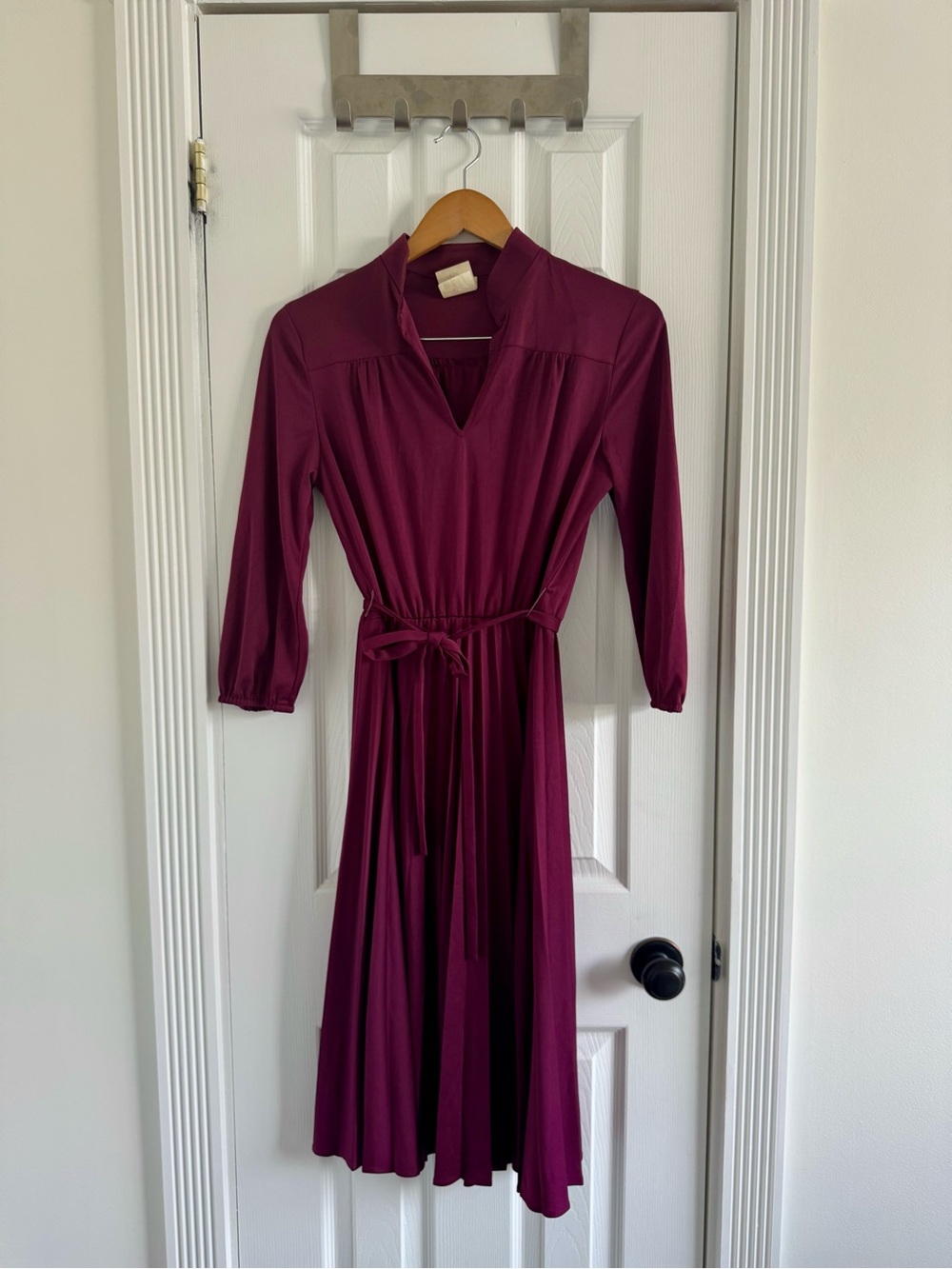 Vintage plum coloured midi dress, size XS